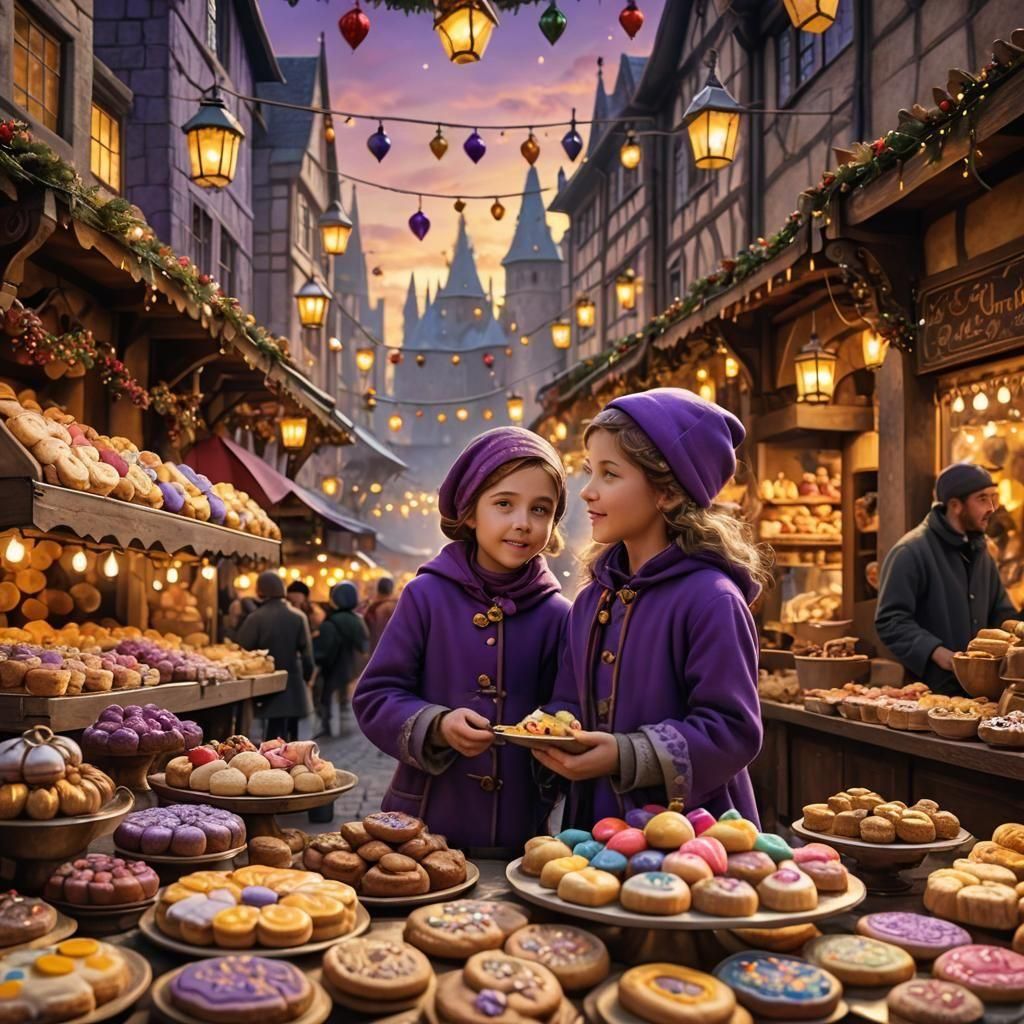 Festive Mouse Family at Christmas Market Stall