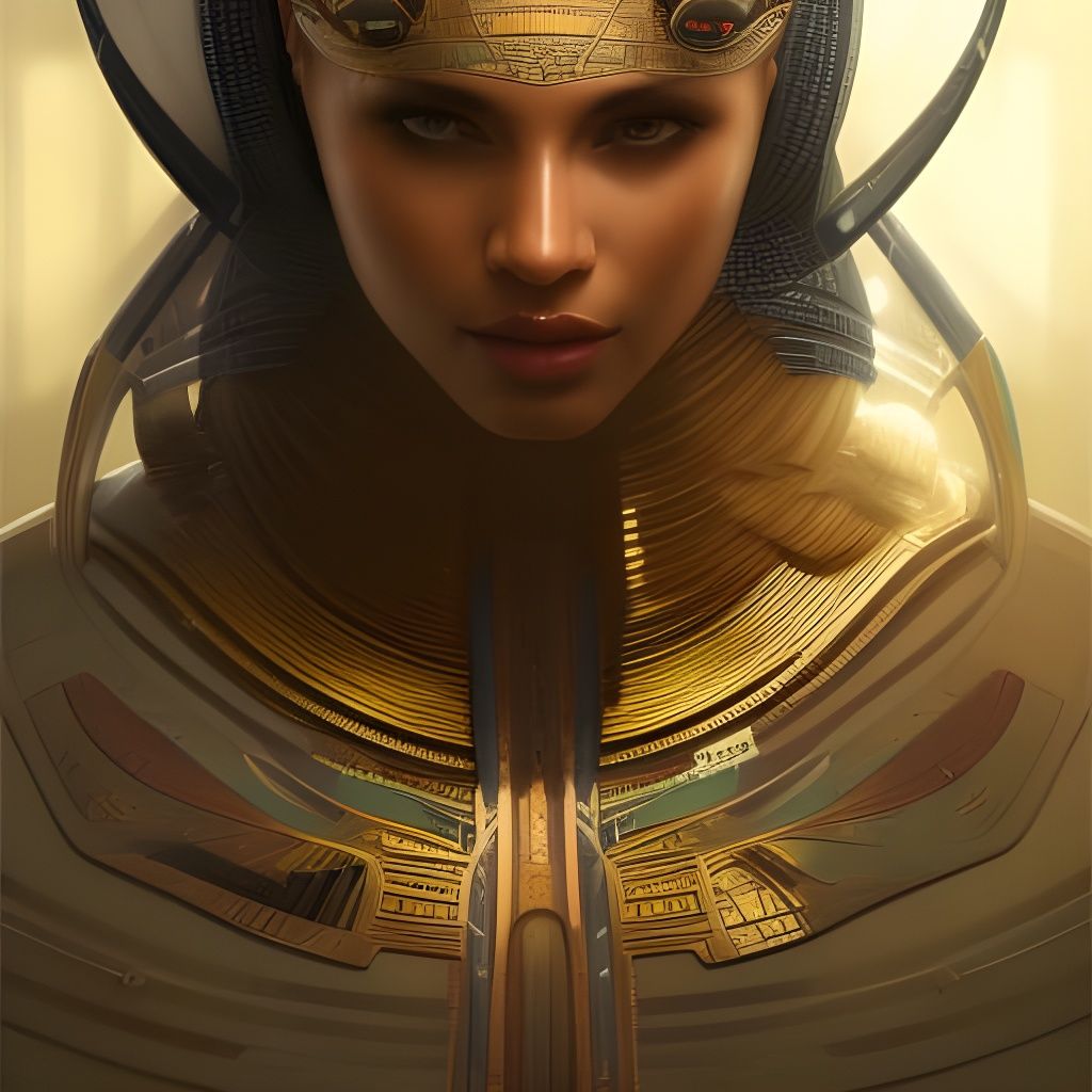 Futuristic Egyptian Supermodel Concept Art Portrait