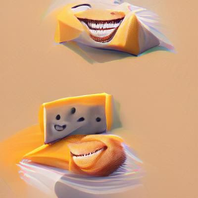 Cheese Block with Smiling Mouths