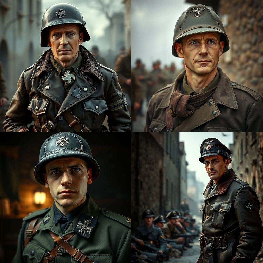 German Soldier in 1940s American War Film Style