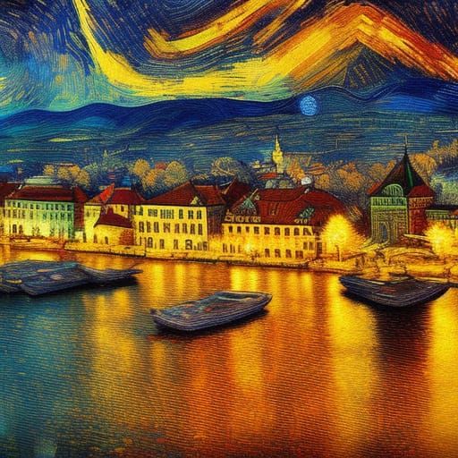 Bulgaria as Digital Art in Van Gogh Style