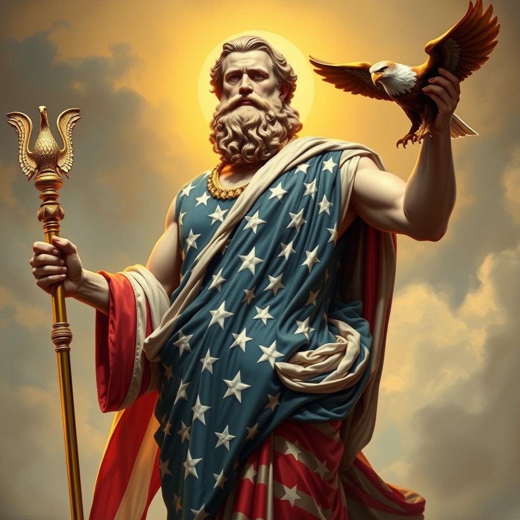 USA as Greek God in Neoclassical Style