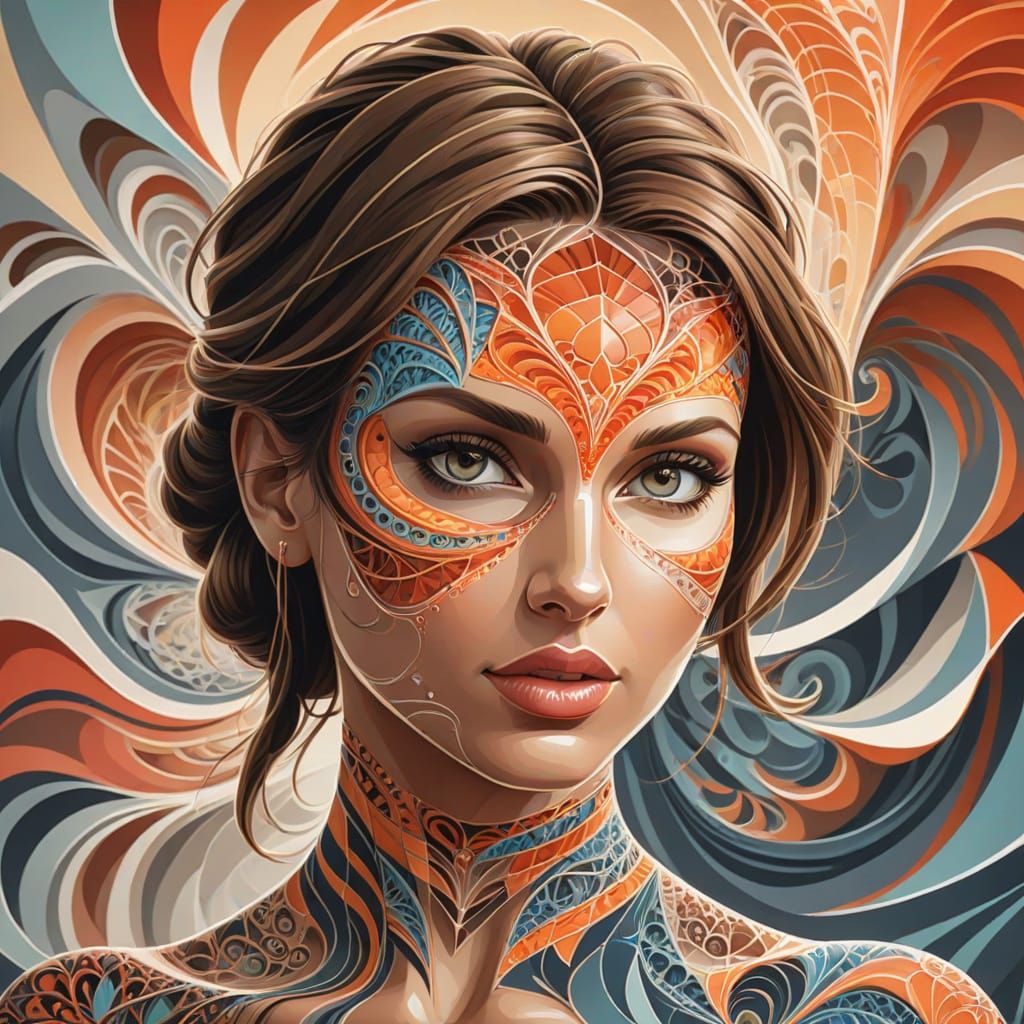 Lara Croft Abstract Vector Fractal with 3D Shading