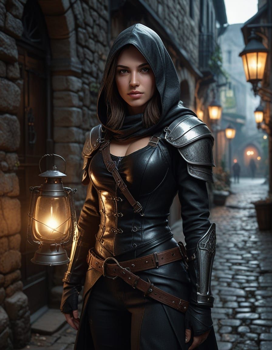 Female Rogue in Medieval Fantasy Armor