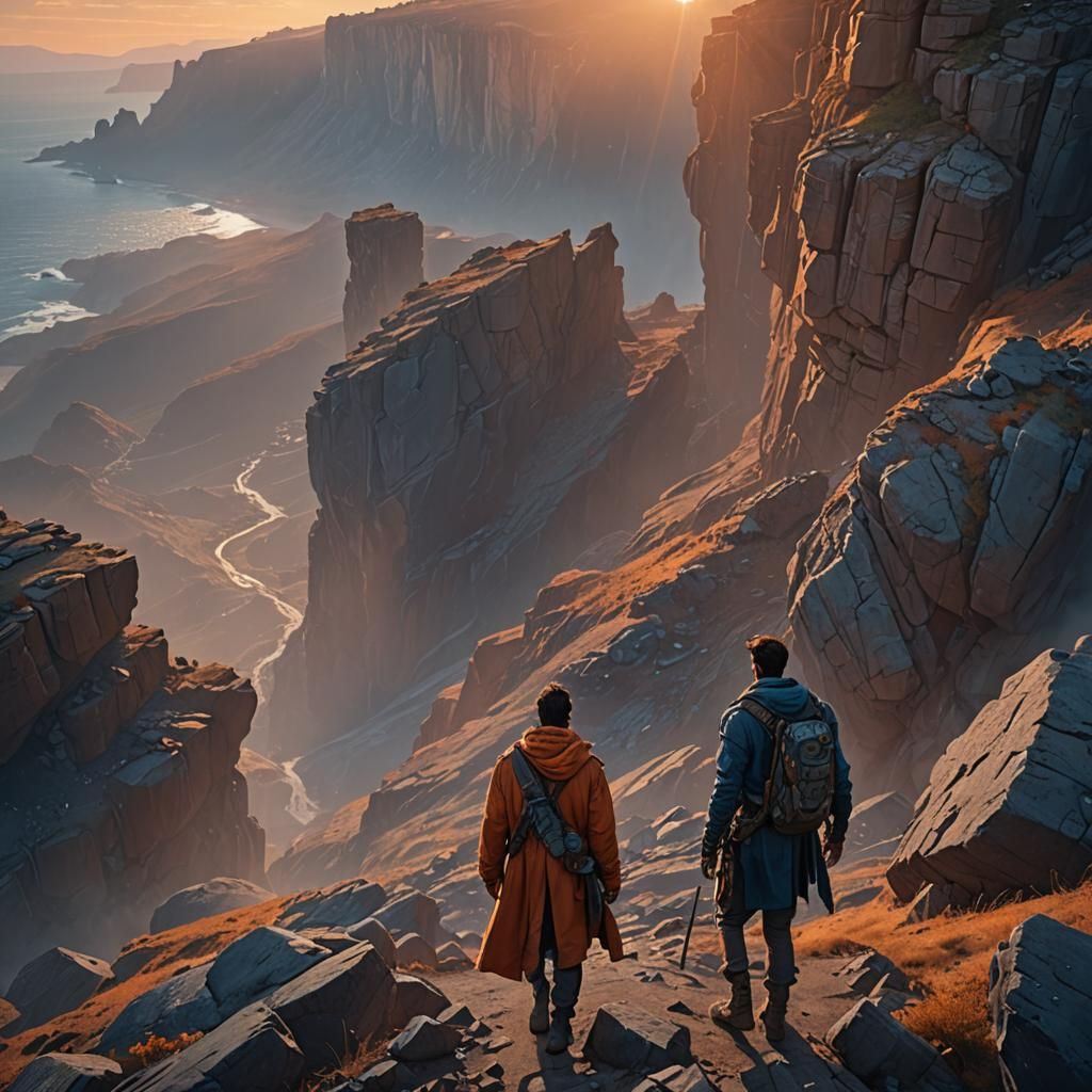 Scavenger Silhouette at Sunset: Fantasy Concept Art