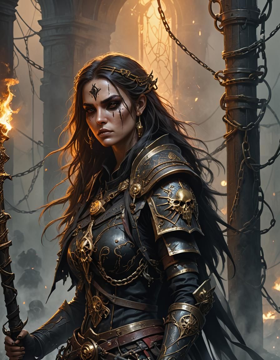 Necromancer Girl in Warhammer 40k Setting