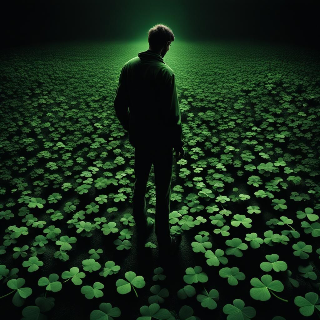 Man Finds Lucky Clover in the Darkness