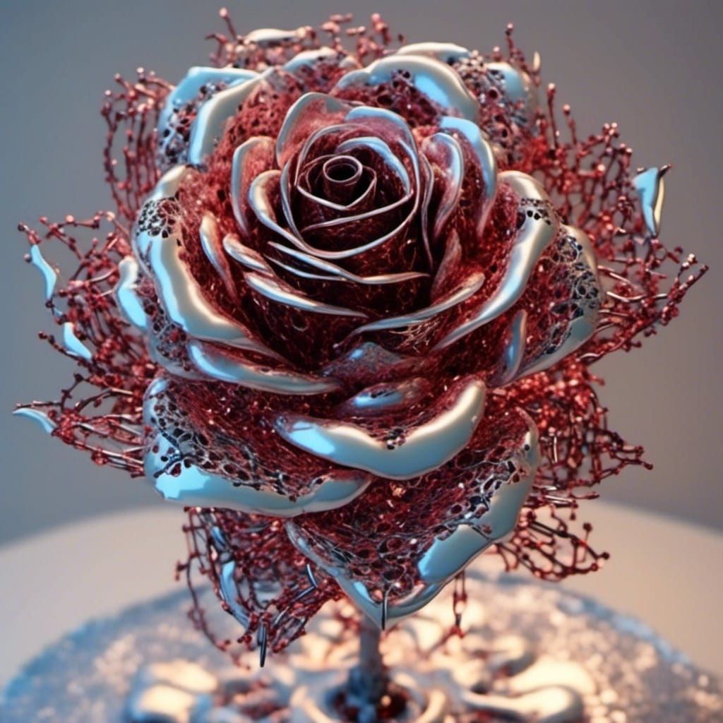 Cybernetic Robotic Rose with Circuitry Patterns