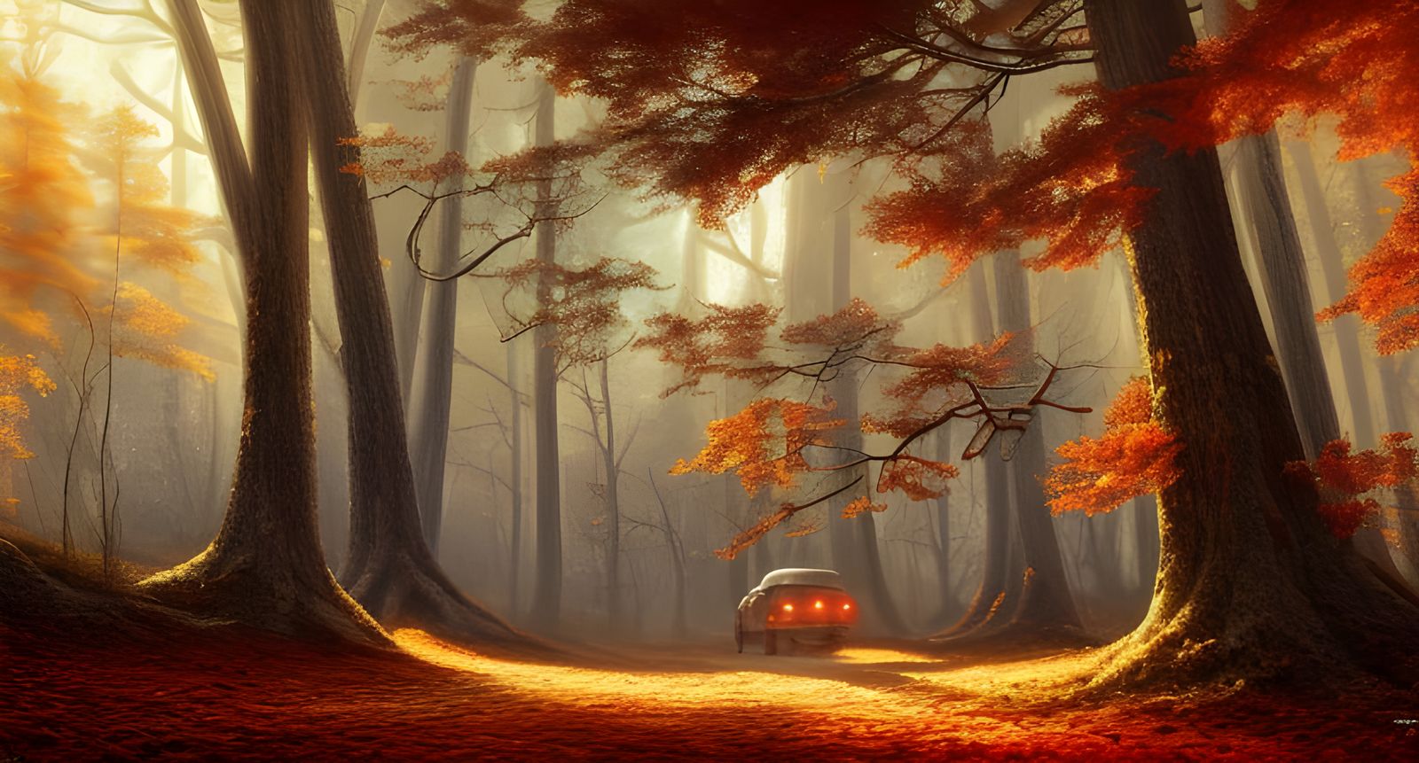 Detailed Autumn Forest Landscape in Hyper-Realistic Style