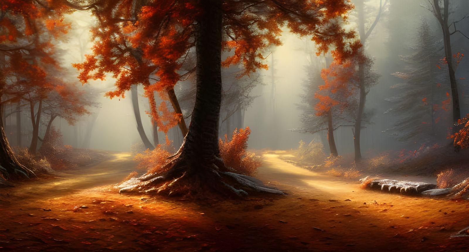 Detailed Autumn Forest Landscape in Hyper-Realism