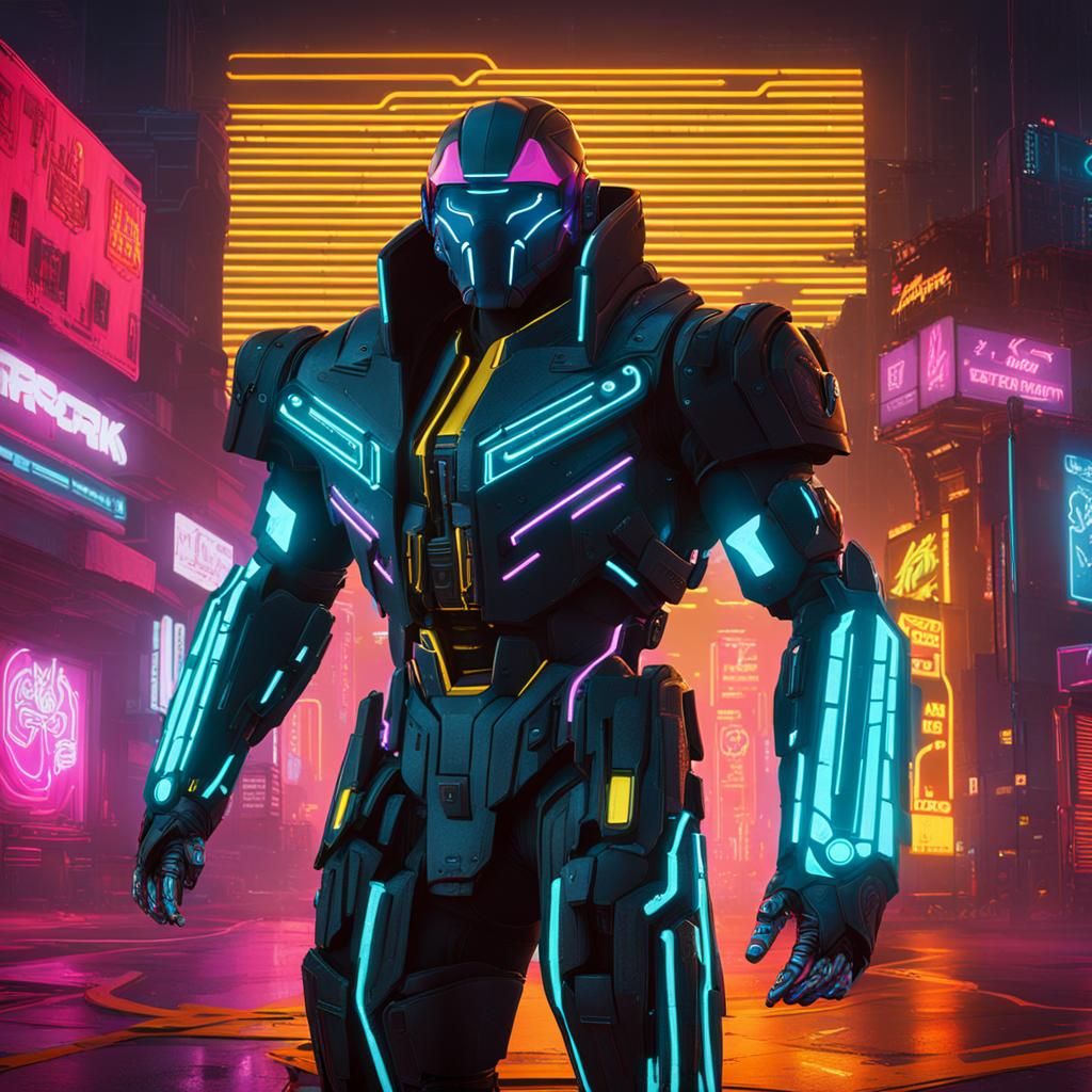 Giga Tron in Cyberpunk 2099 Neon Cityscape