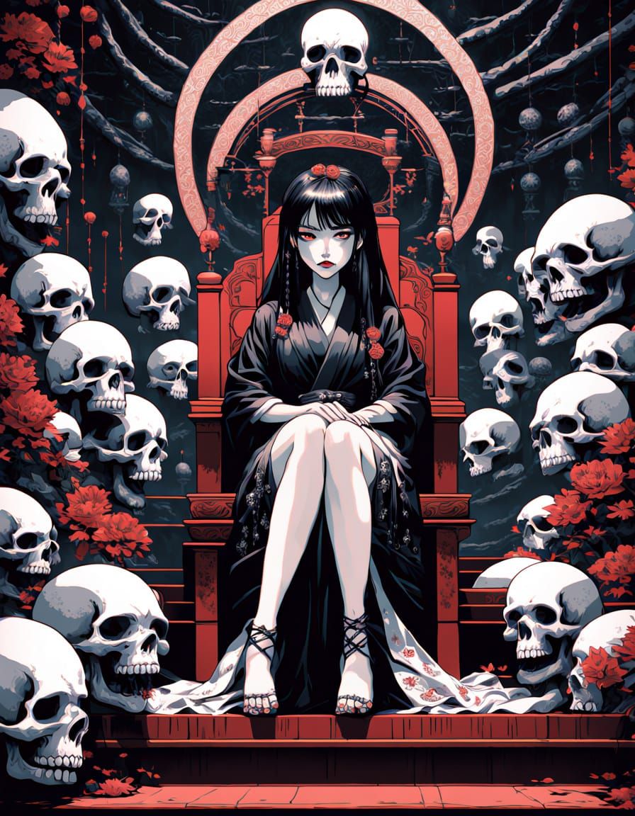 Gothic Anime Goddess in Red