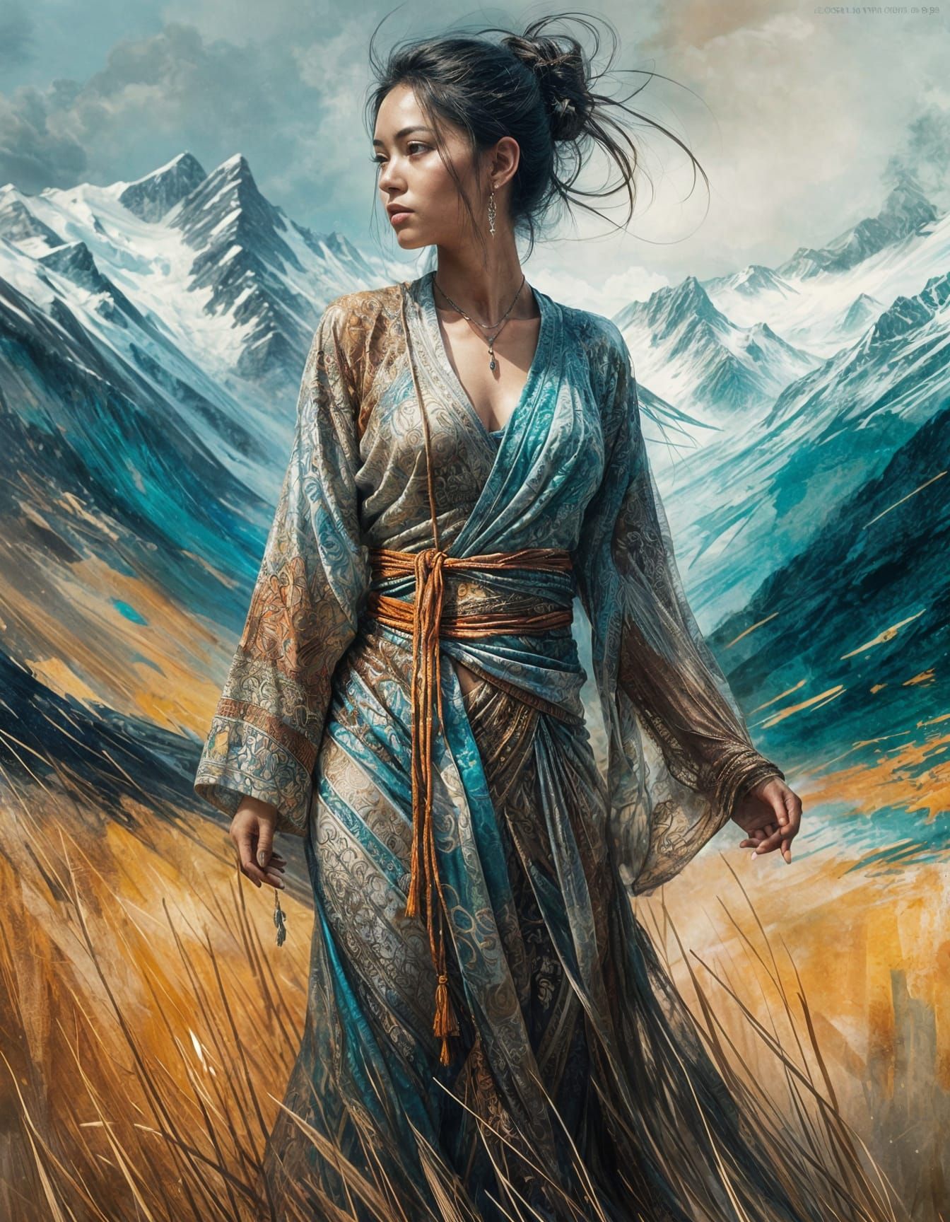 Powerful Alaskan Woman Portrait in Digital Art