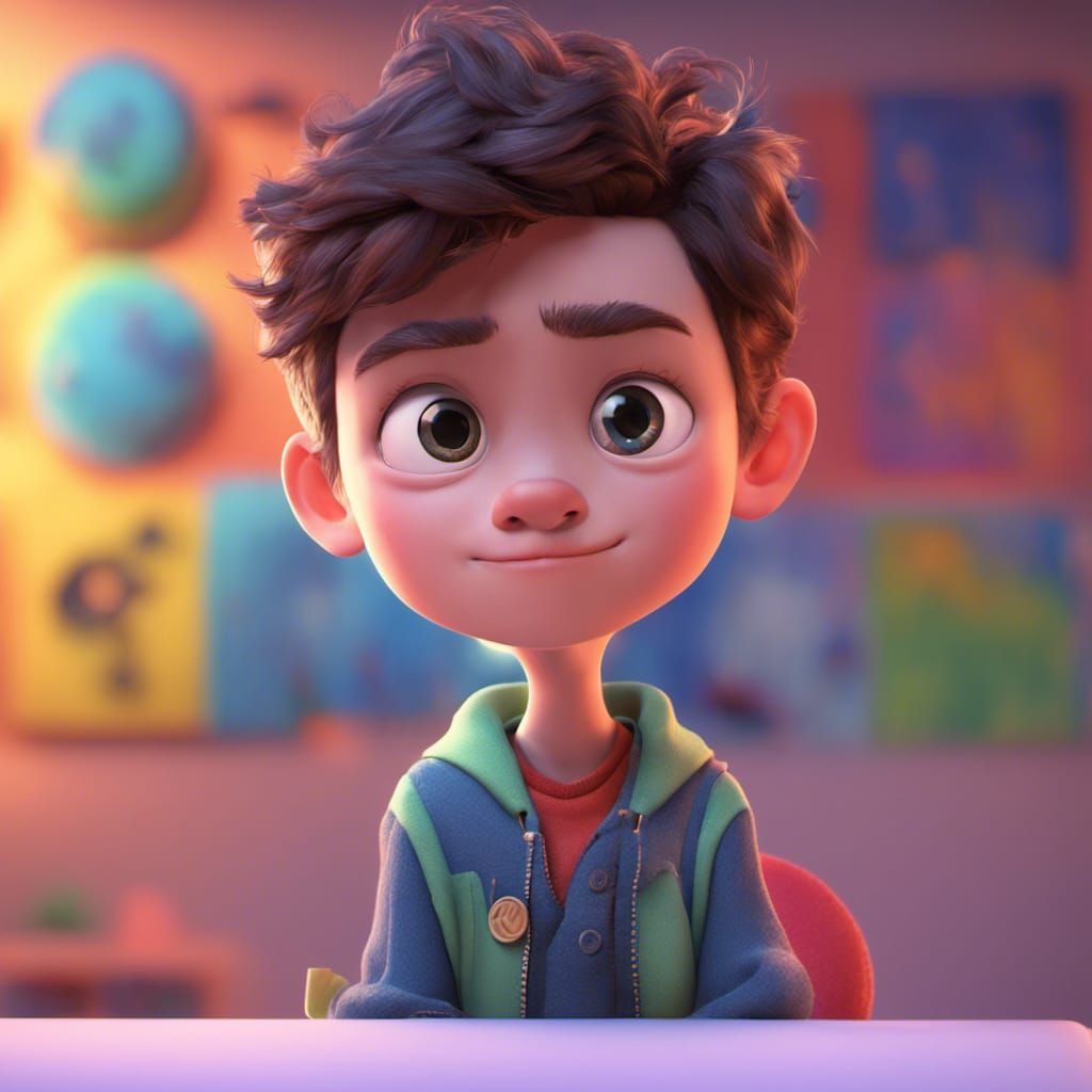 Pixar-Style Boy in Bright 3D Digital Art