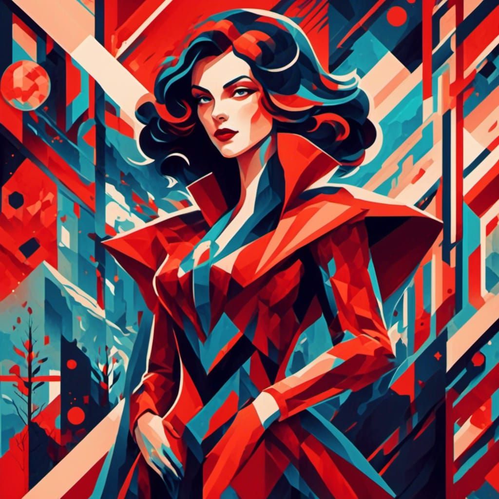 Cubist Superhero Scientist in Geometric Fauvism Style