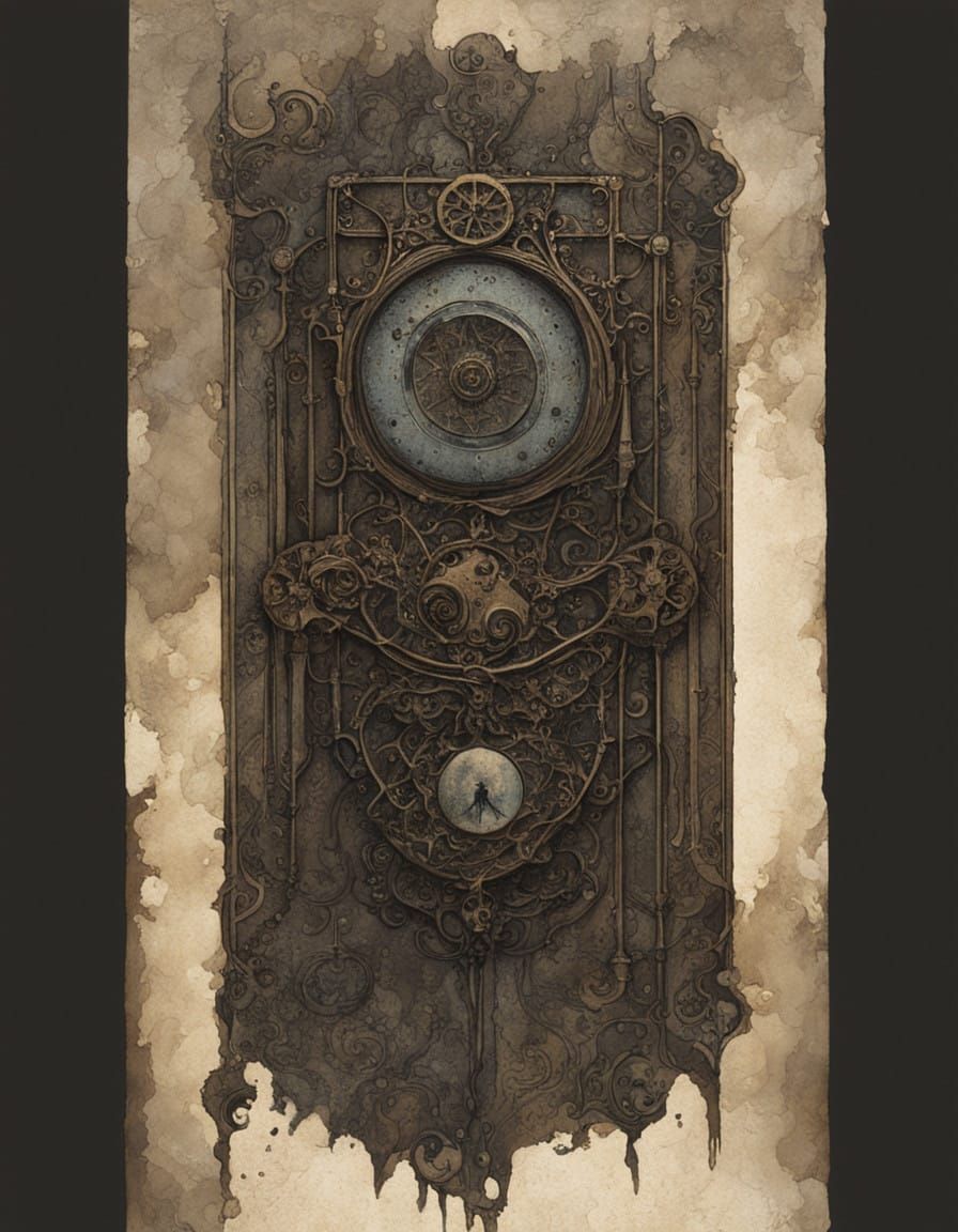 Mysterious Tarot Card in Sepia Oil Painting Style