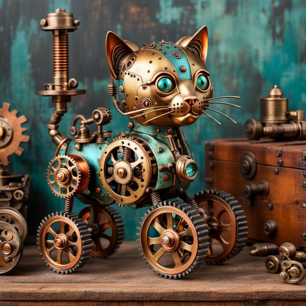Cute steampunk cat toy
