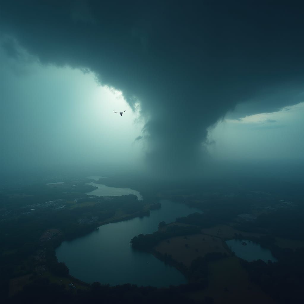 Flying Above a Tornadic Supercell Storm