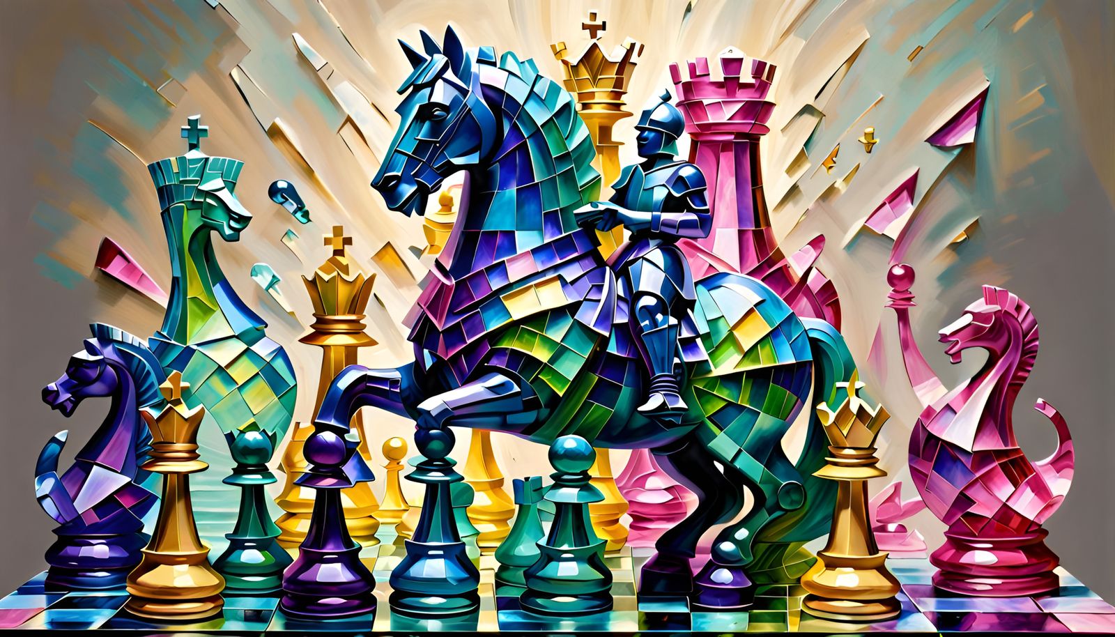 Sparkling Crystal Chess Knight Sculpture