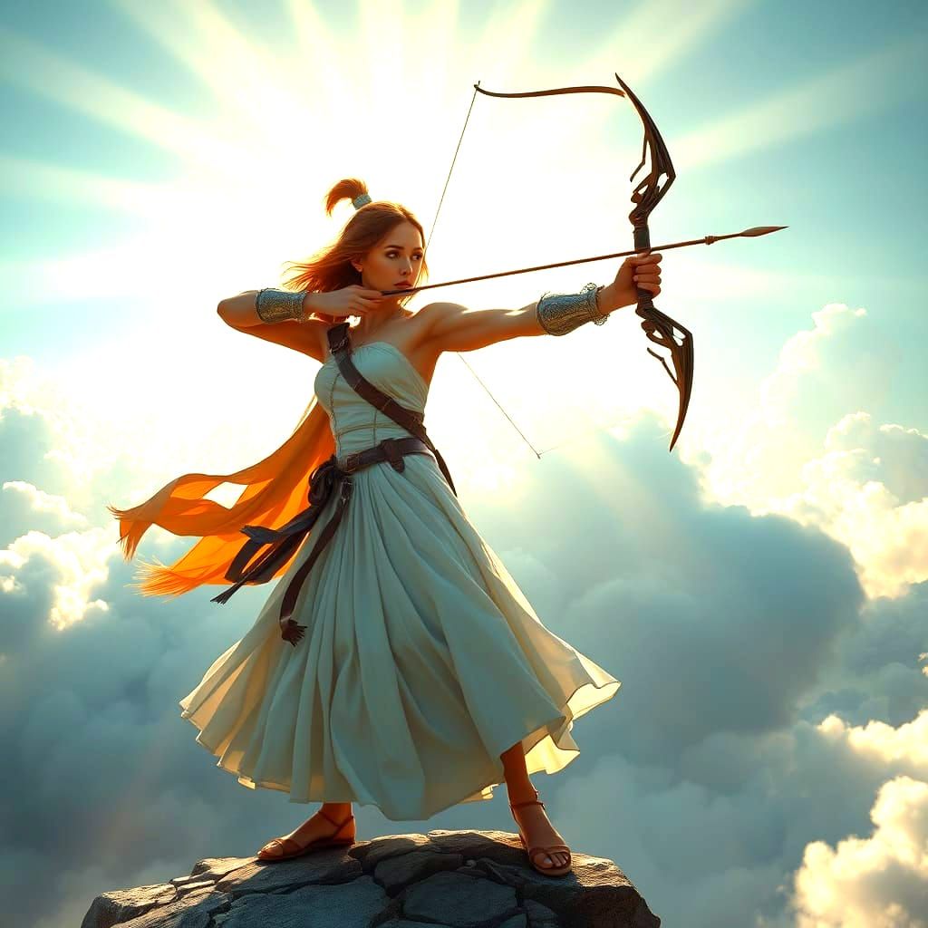 Epic Woman Archer in Divine Sunlight