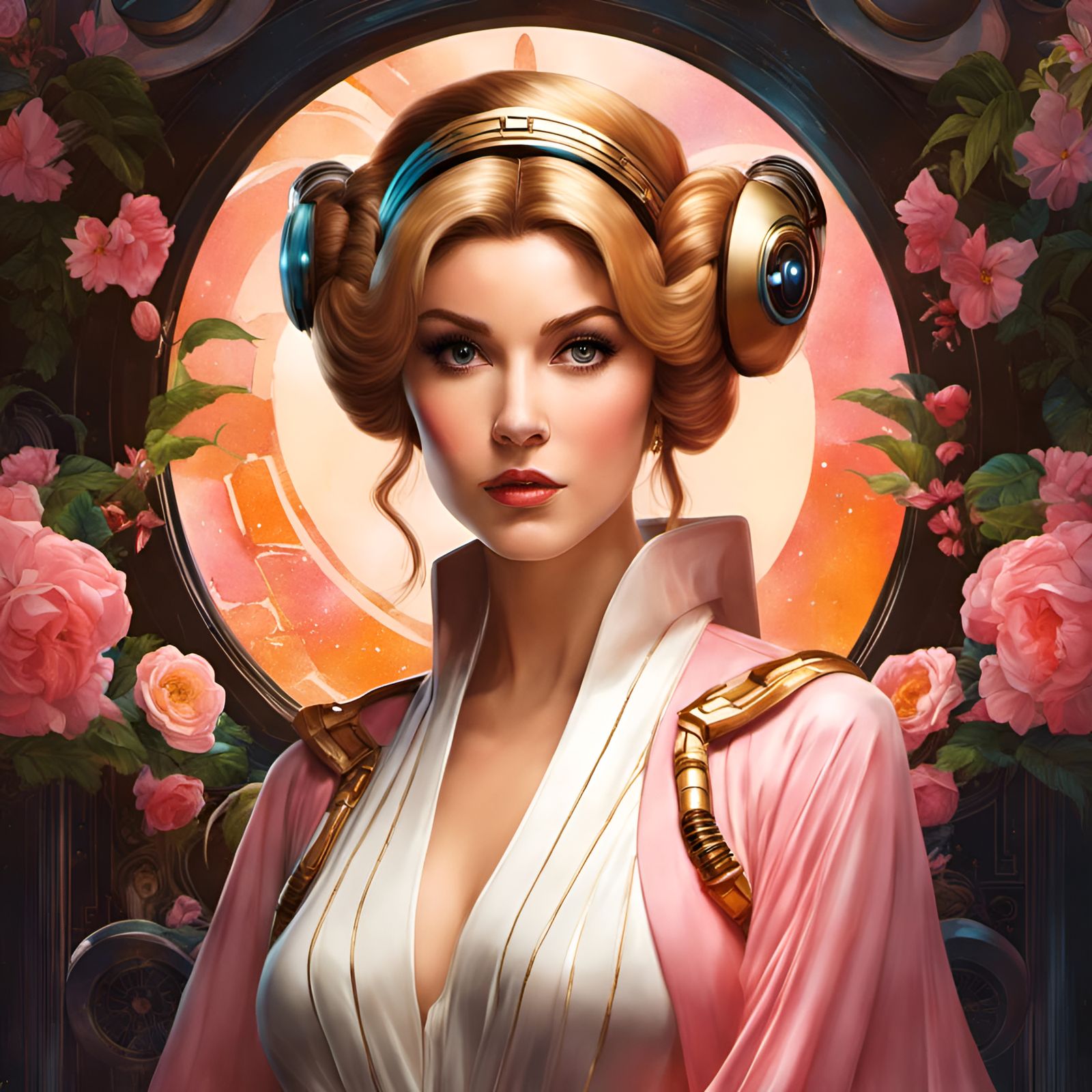 Princess Peach as Princess Leia Portrait