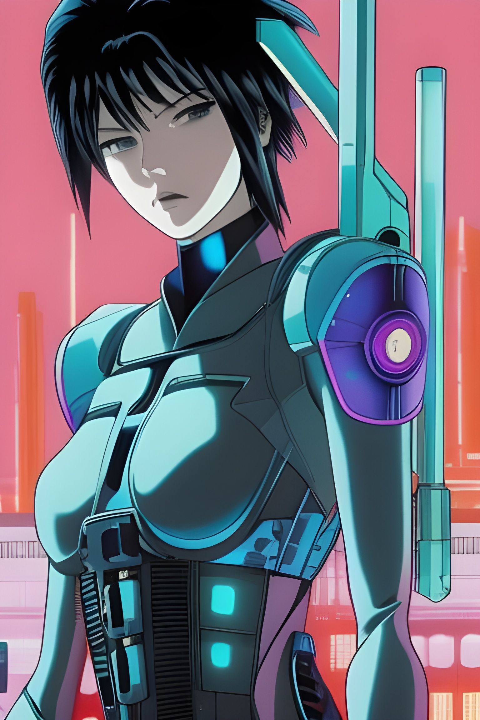 Cyberpunk Portrait Inspired by Ghost in the Shell