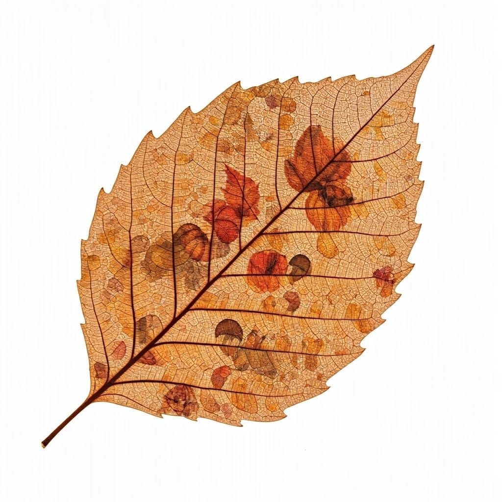 Whimsical Paper Leaf Collage in Autumnal Hues