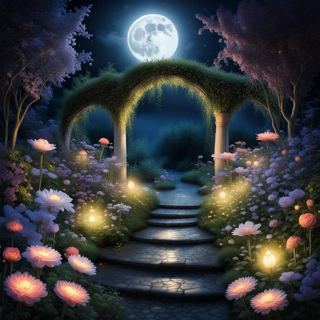 Enchanting Midnight Garden: A Portal to Fantasy