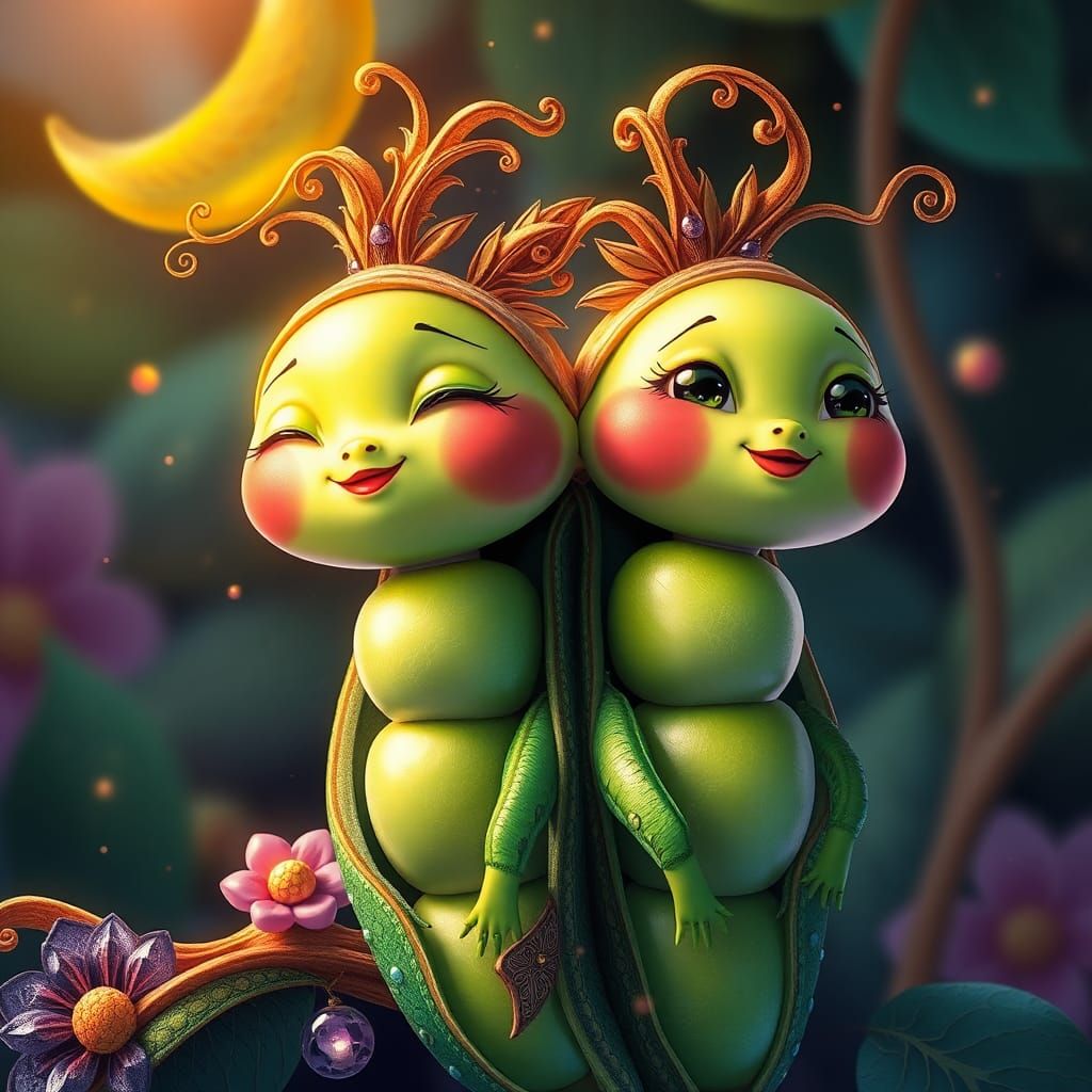 Cartoon two peas in a pod