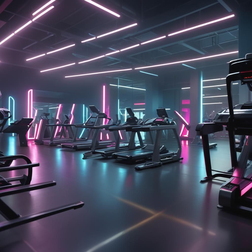 Futuristic Empty Gym with Neon Lighting