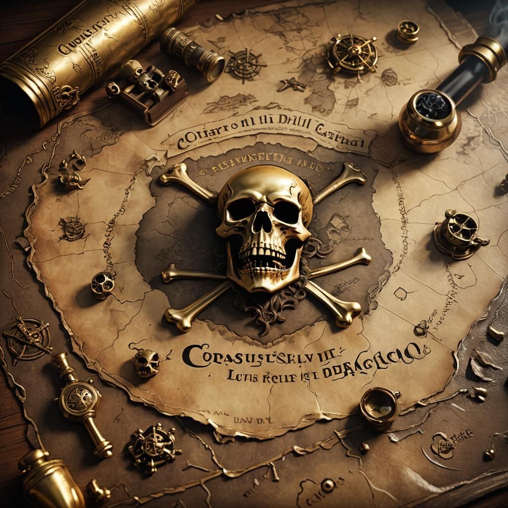 Treasure Map with Pirate Skull: 3D Game Art