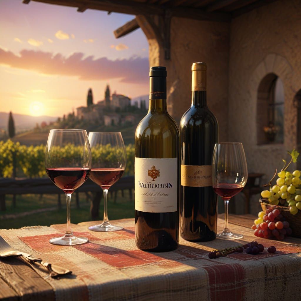 Wine Still Life in Fantasy Realism Style