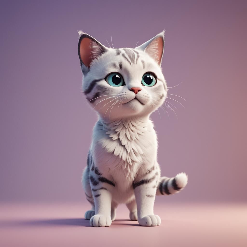 Cute Cat Concept Art in 3D Style