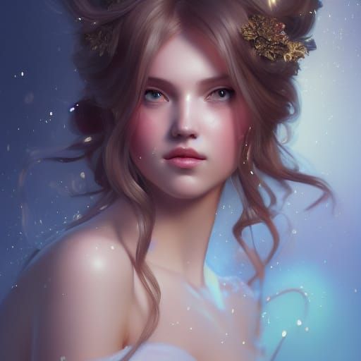 Christmas Princess Portrait in Hyperdetailed Lighting