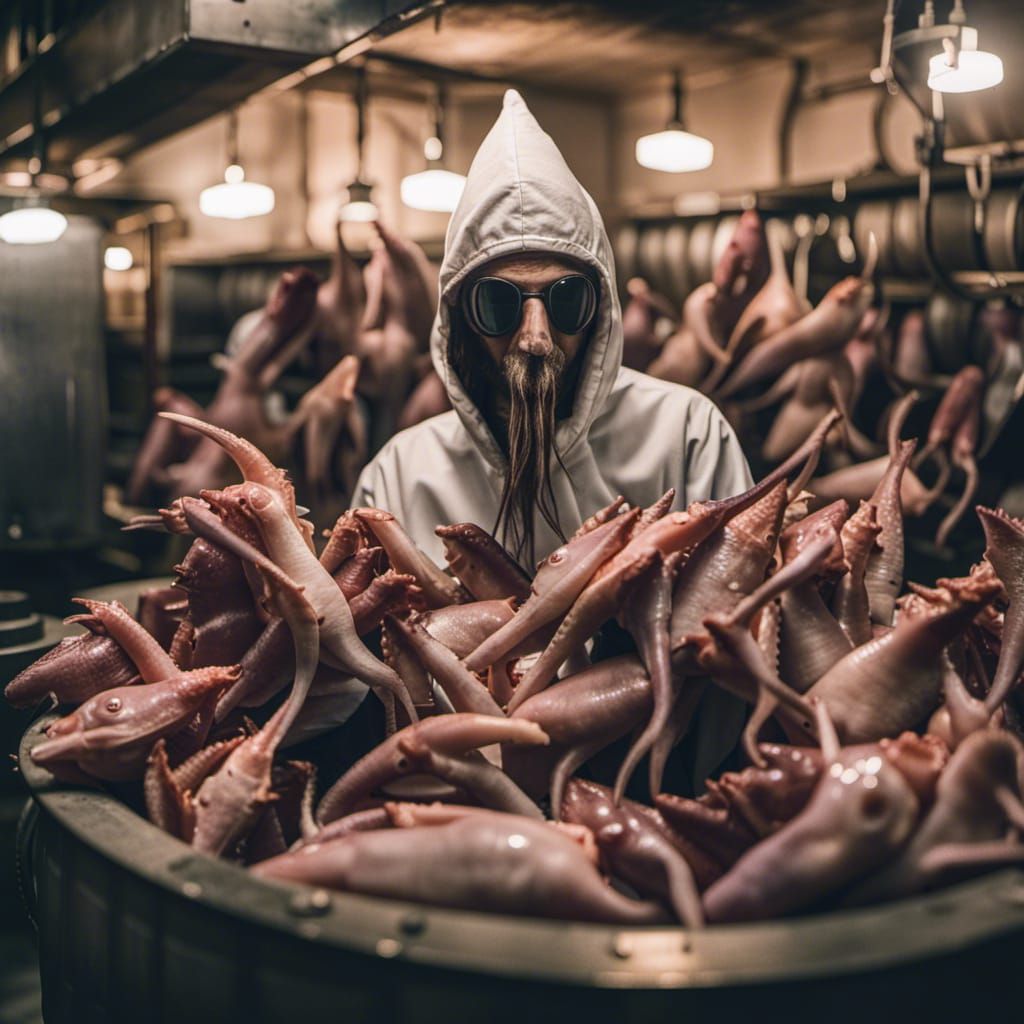 Occult Squid People in Meat Locker, Professional Photography