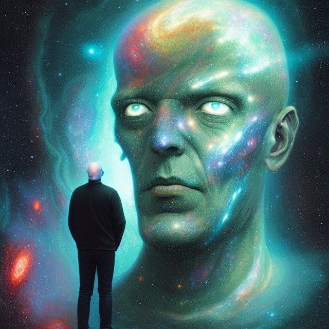 Cosmic Bald Man Made of Galaxies