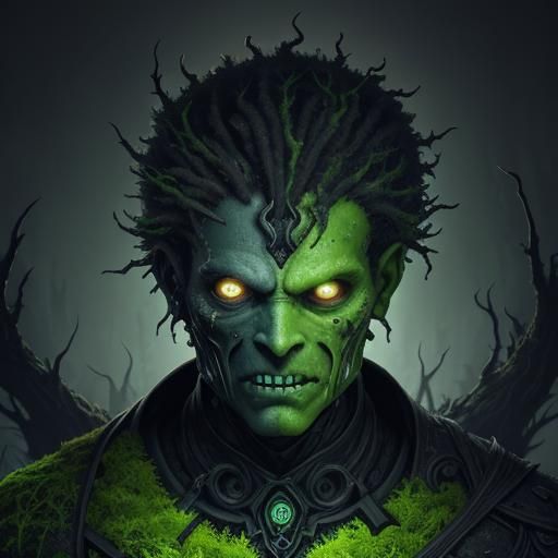 Biomechanical Moss Monster in Fantasy Art Style