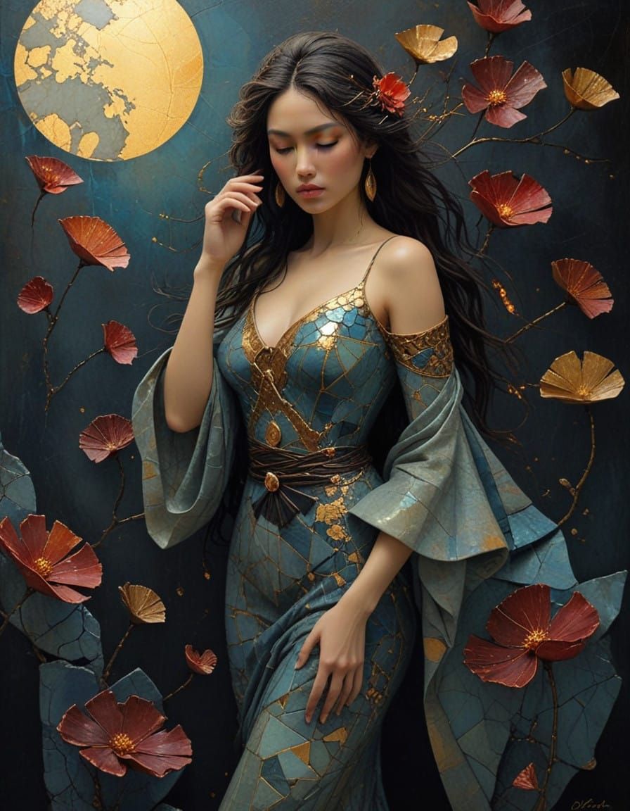 Vibrant Ocean Sunset in Thick Textured Encaustic Impasto