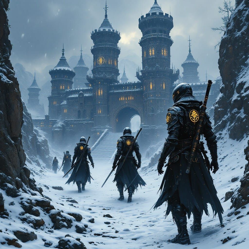 Android Samurai Explore Gothic Castle on Alien Planet