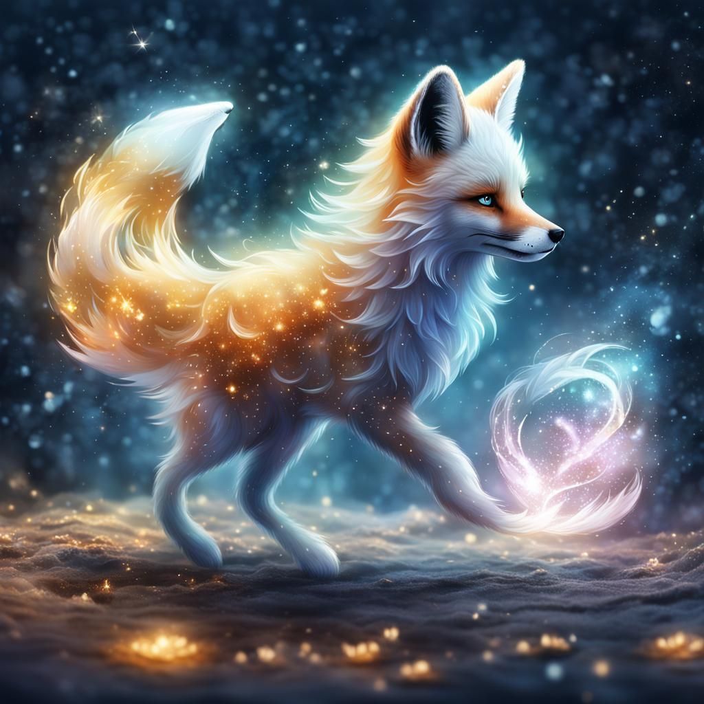 Adorable Spirit Fox with Magic Wake