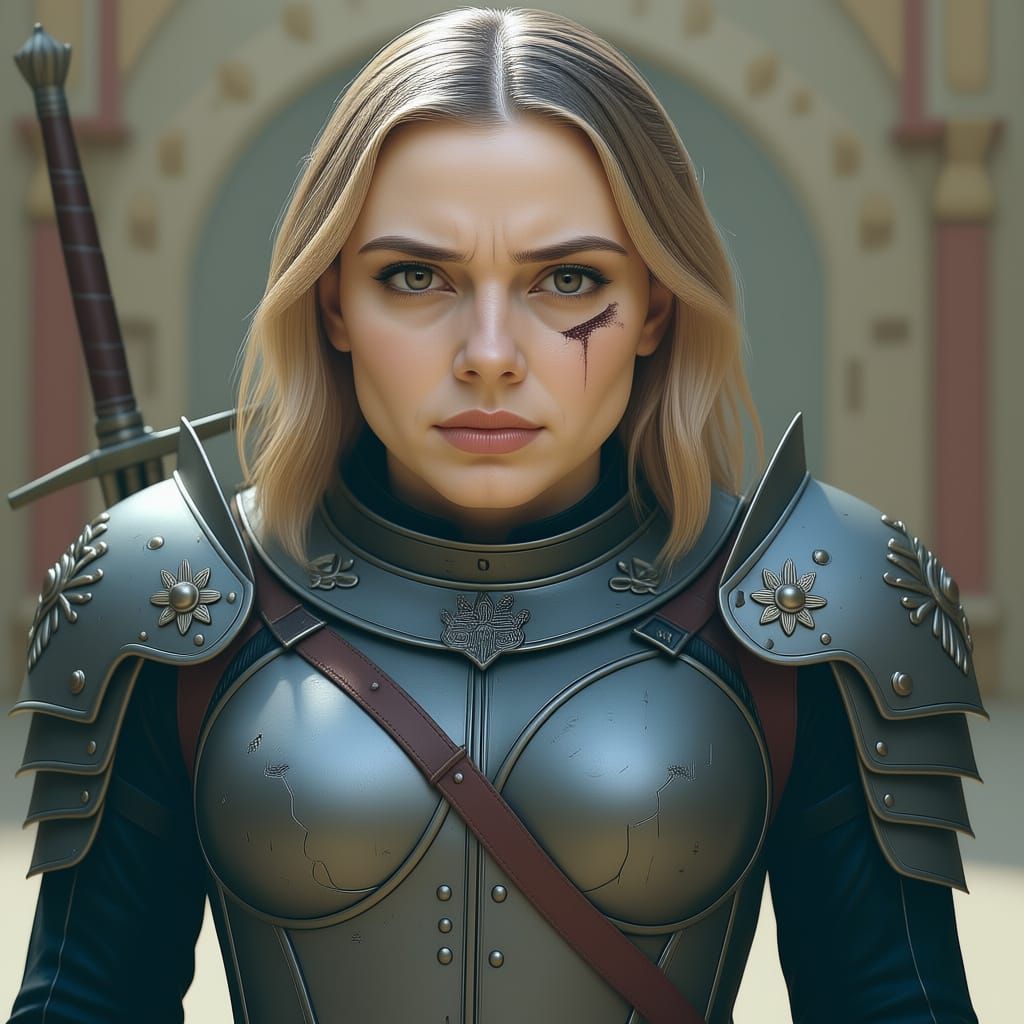 Russian Warrior Woman in Plate Mail Armor