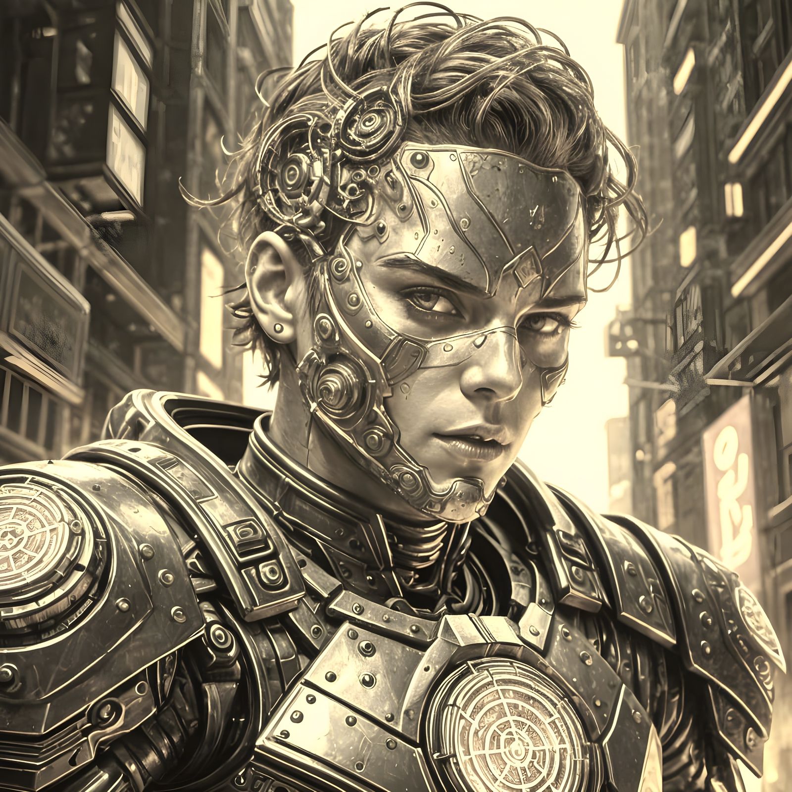 Futuristic Cybernetic Knight with Laser Lance