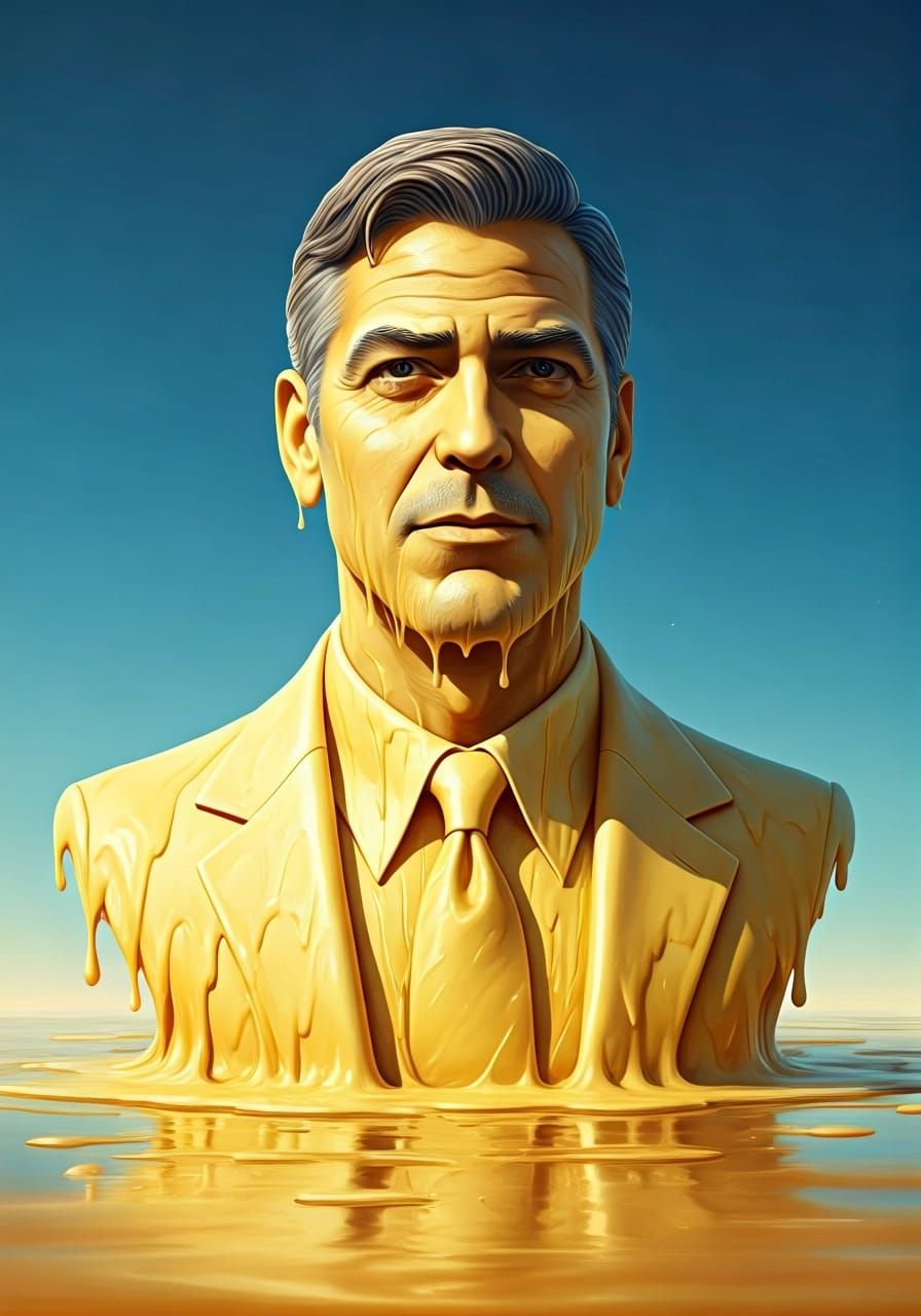 Surreal Melting Butter Sculpture of George Clooney