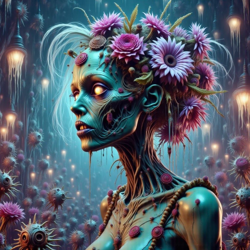 Hyperrealistic Face with Intricate Colorful Details