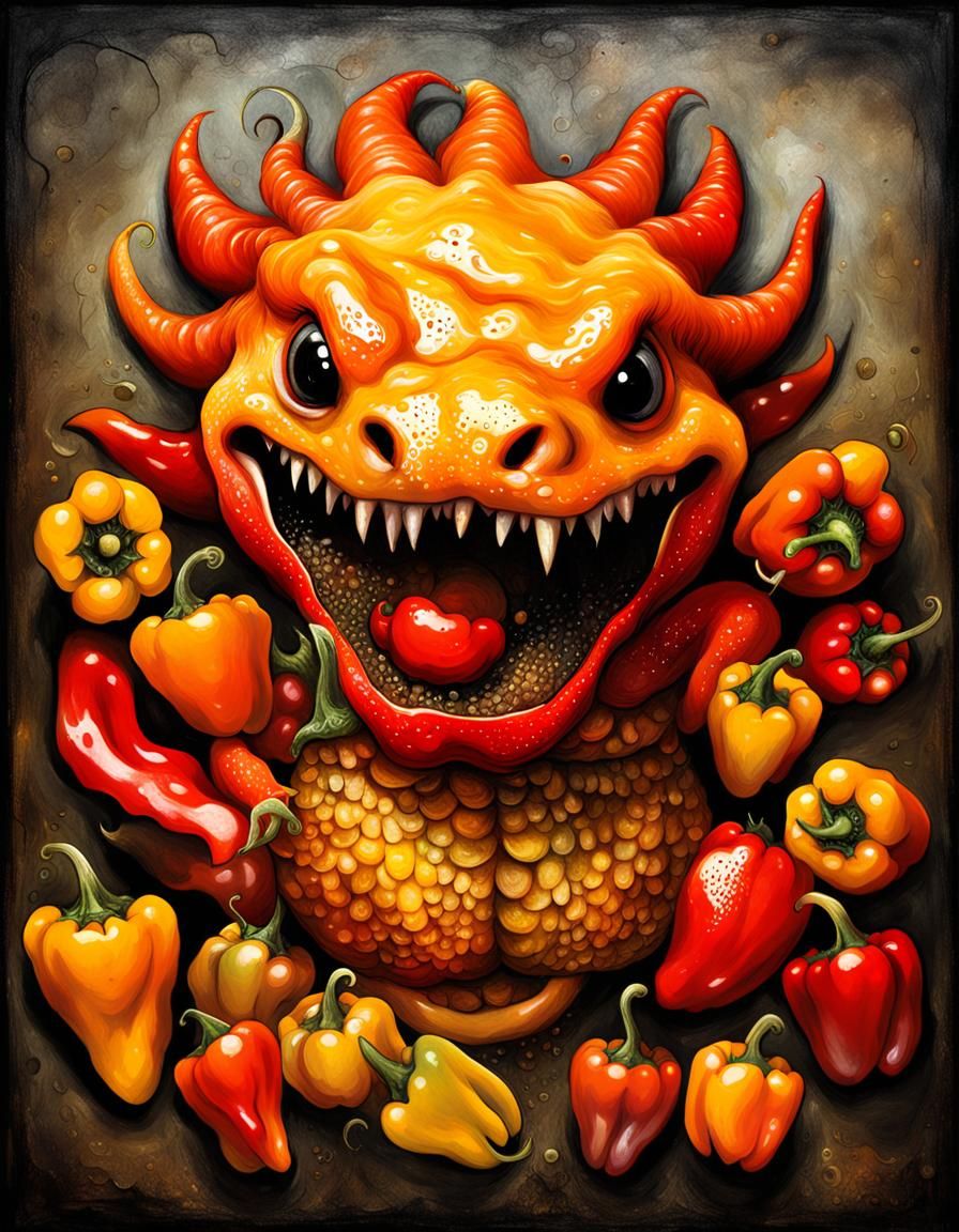 Demonic Cyborg Portrait in Volcanic Hyperspace