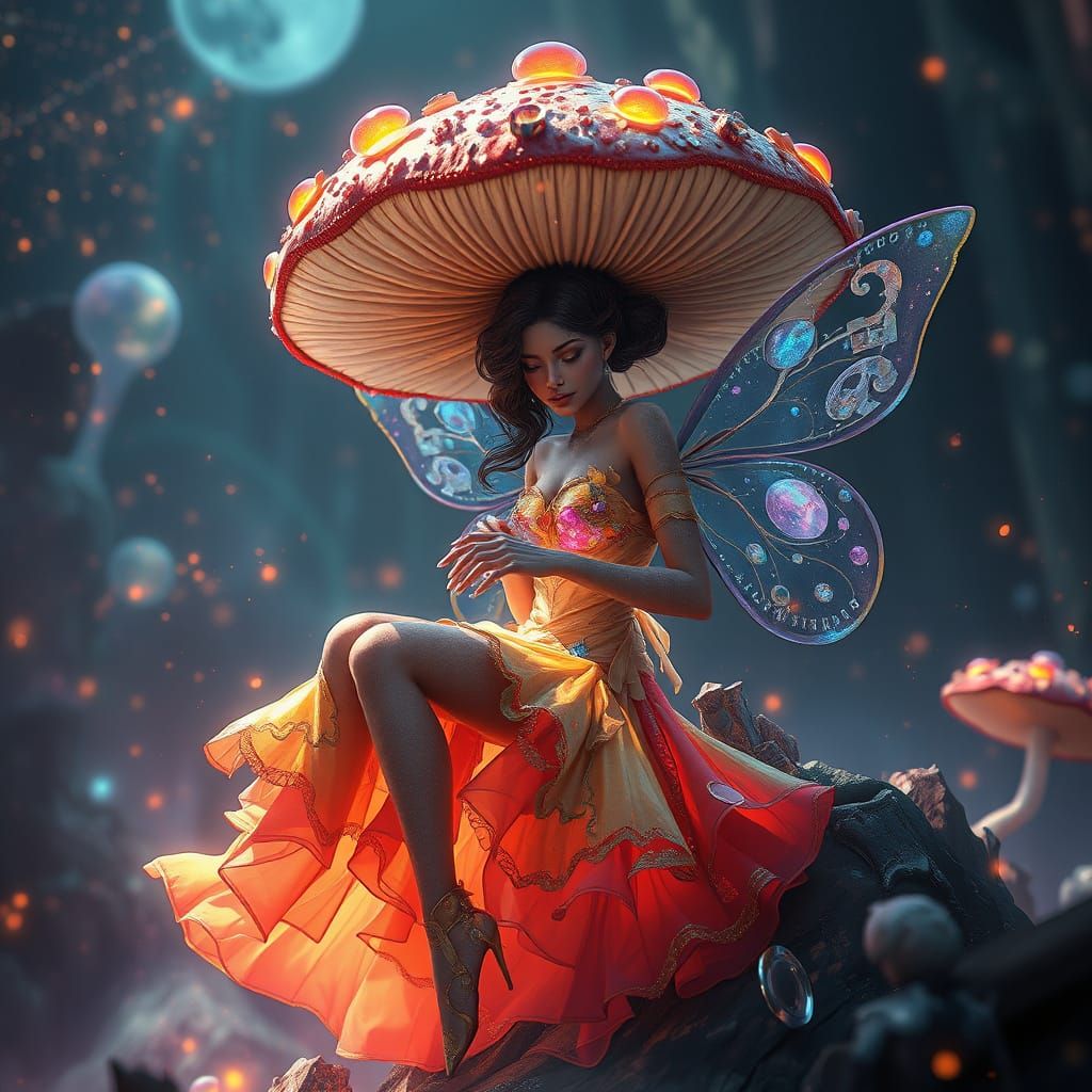 Mushroom fairy dress.