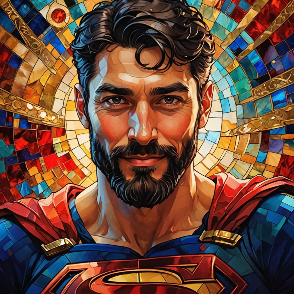 Friendly Superman Portrait in Art Nouveau Style