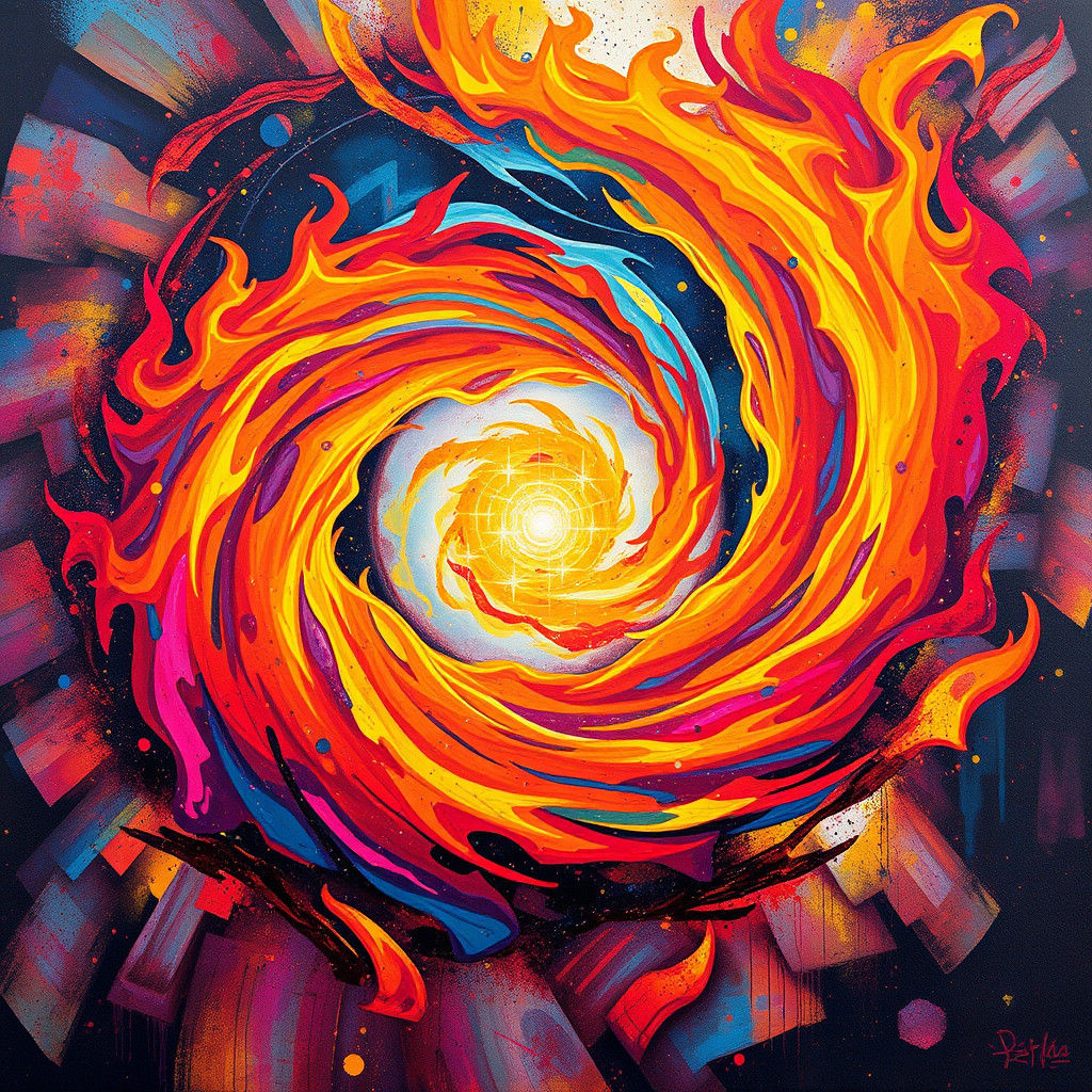 Cosmic Flames Swirling in a Galaxy of Stars