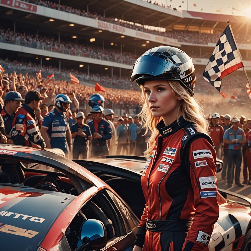 Racing Woman in Vibrant Fantasy Concept Art