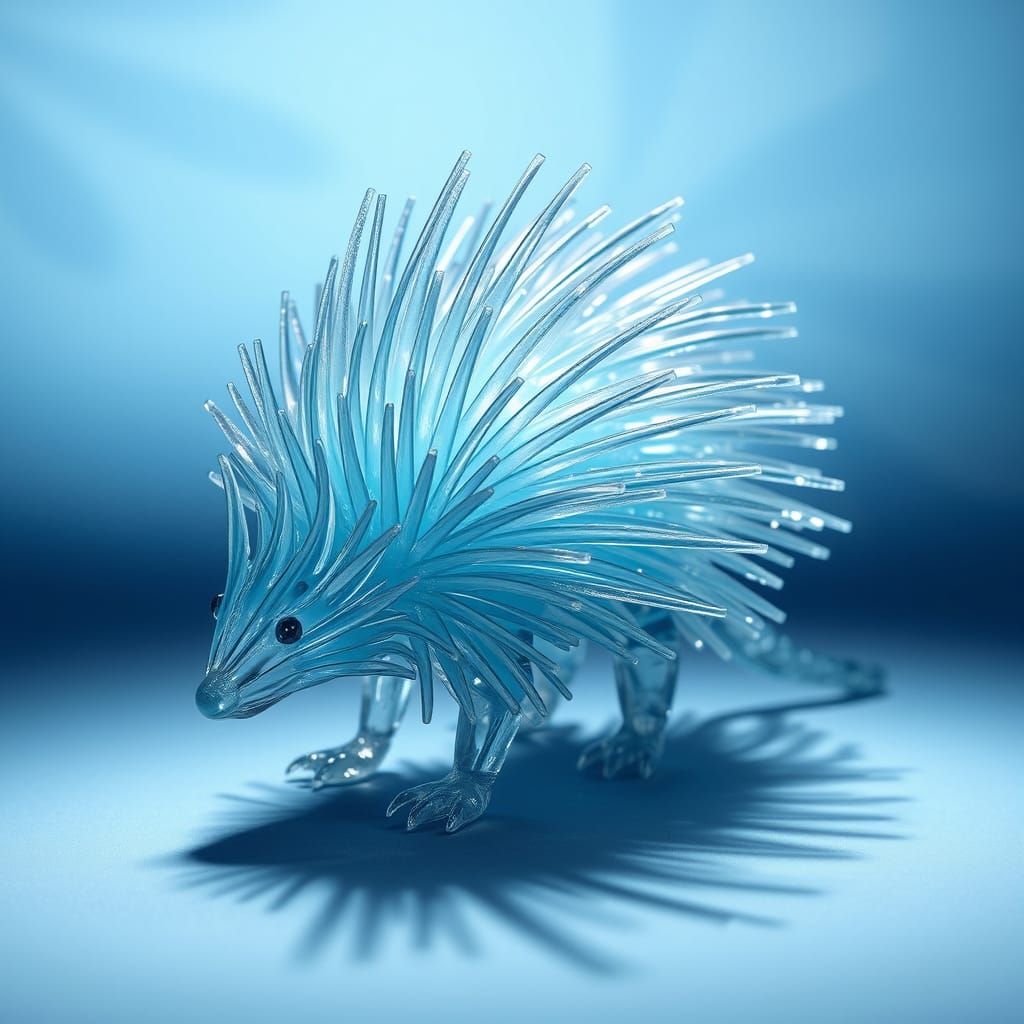 Ethereal Glass Porcupine in Iridescent Beauty